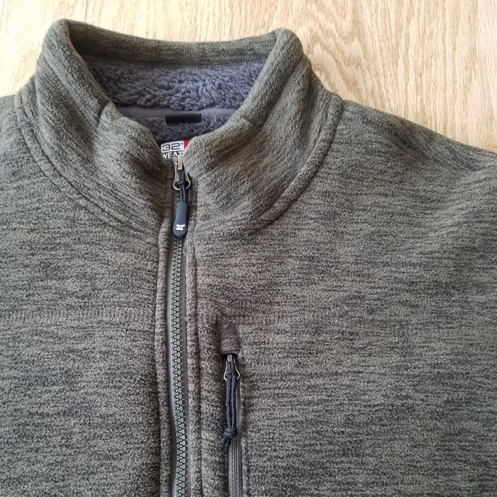 32 Degrees Heat Weatherproof Sherpa Lined Full Zip Fleece Jacket L Green